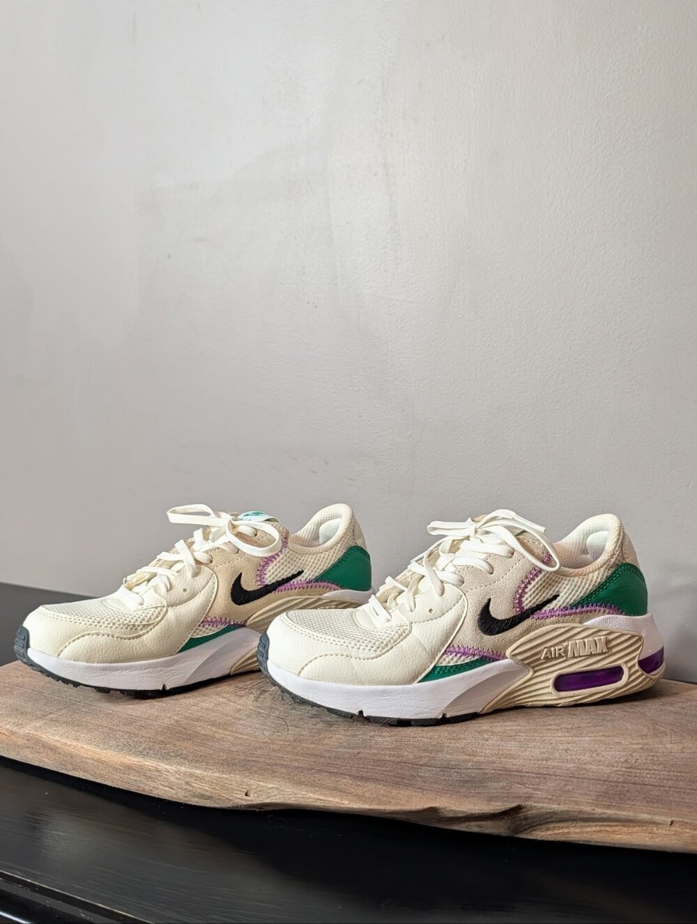 Nike Women’s Air Max Cream Green Purple Athletic Sneakers